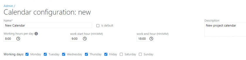 Multiple calendars configuration