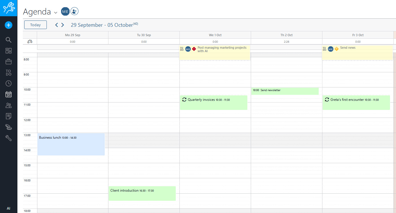 external calendars integrated and syncronised in Twproject, software for project management